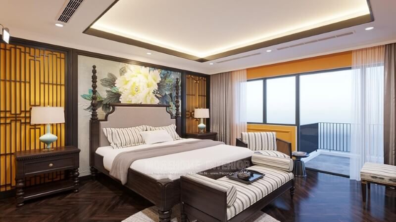 Giường ngủ gỗ tự nhiên phong cách á đông cuốn hút