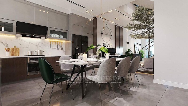 Mẫu thiết kế phòng bếp cao cấp tiện nghi được nhiều gia chủ yêu thích và hướng đến bởi nét trẻ trung tinh tế