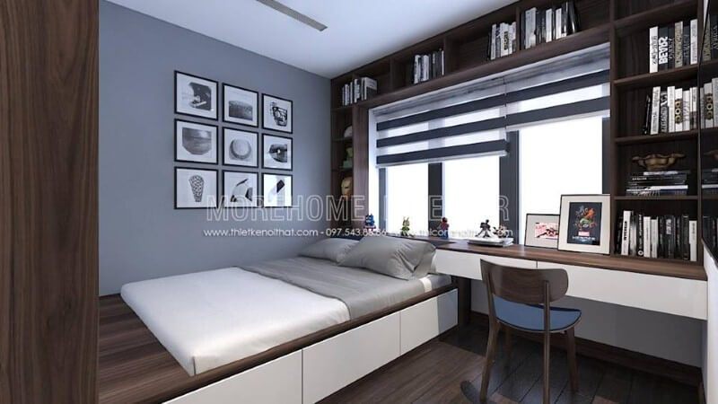 Ánh sáng được tận dụng tối đa giúp phòng con luôn được thông thoáng.